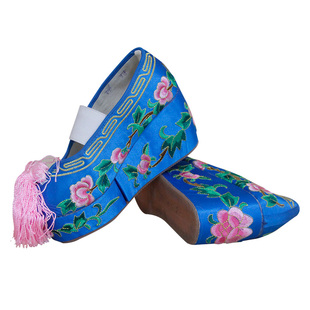 戏曲北京工艺断底彩鞋戏剧舞台花旦练功用鞋京剧青衣增高绣花彩鞋