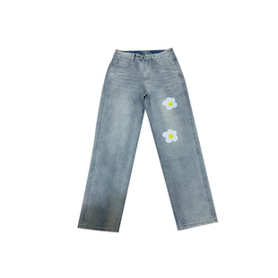 传奇商行legend宽松坠感男女情侣款 百搭休闲舒适鸡蛋小花牛仔裤