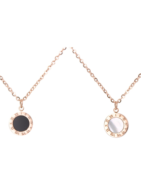 出口黑白双面一条两戴圆盘项链