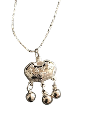 吊坠复古纯银儿童锁骨链