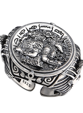 纯银饰品夸张复古阿努比斯戒指