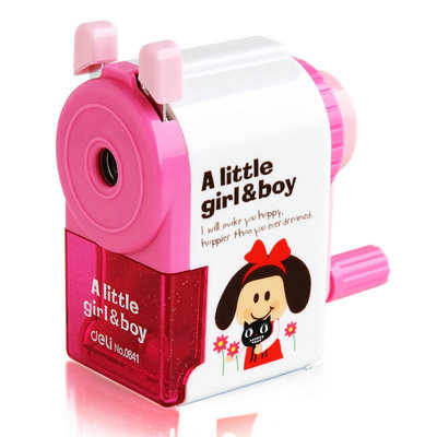 蓝色手摇削笔器卷笔刀得力