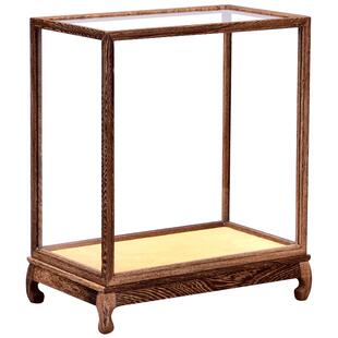 鸡翅木花瓶佛像佛龛展示透明防尘玻璃罩红木雕刻工艺品底座摆件盒