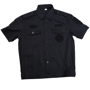 夏季短袖夹克保安工作服套装男薄款夏装制服黑色安保物业作训服装