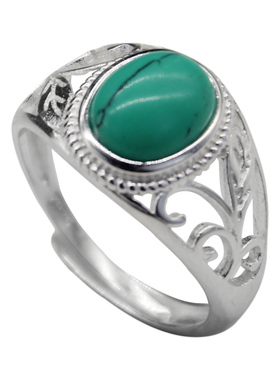 蒙歌银饰品女款小巧黑松藏族戒指