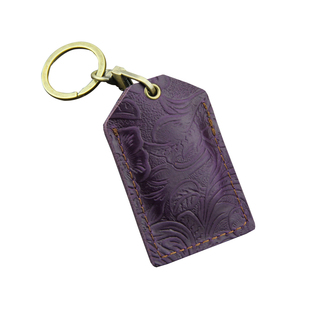 手工雕花头层牛皮小区门禁卡套 复古牛皮钥匙扣门卡迷你保护套