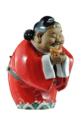石湾陶瓷公仔大师工艺精品家居门客办公厅装饰招财小财神摆件