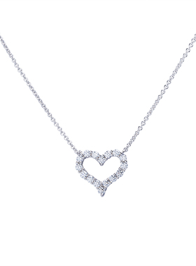 经典s925满钻桃心韩版时尚银项链