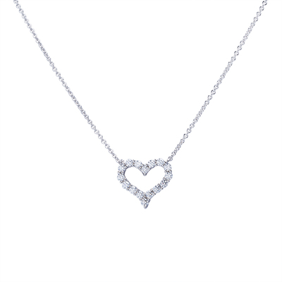 经典s925满钻桃心韩版时尚银项链