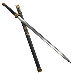 秦剑 手工花纹钢双手宝剑摆件礼品古风镇宅武术道具刀剑未开刃