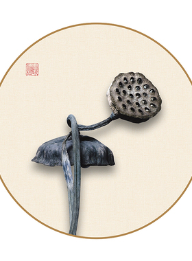圆形小清新风植物书房自粘装饰画