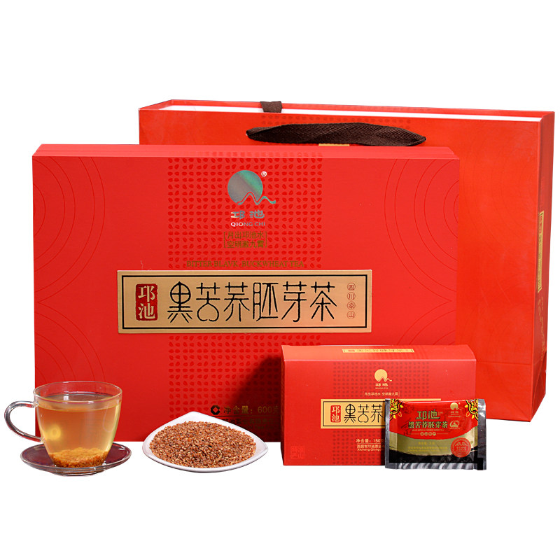 买3送1邛池黑苦荞茶礼盒装红色盒苦荞茶600g大凉山荞麦茶正品