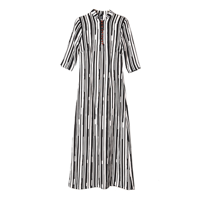 文艺春秋新款复古风亚麻连衣裙