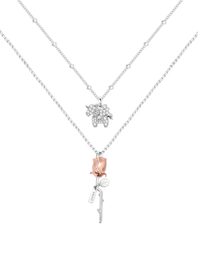 玫瑰独角兽双层毛衣链七夕礼物