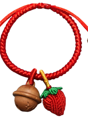 婴儿童宝宝压惊平安草莓红绳手链