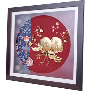 寿桃金箔画贺寿星祝寿礼品老人家长辈生日爷爷奶奶607080大寿礼物