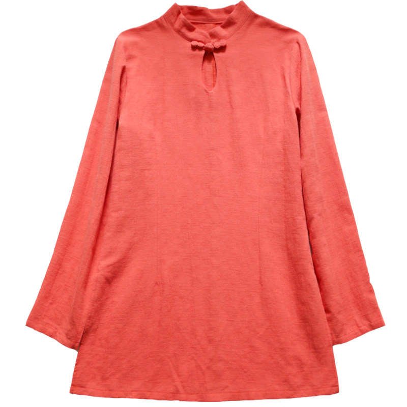 中国风复古立领亚麻茶服衬衫