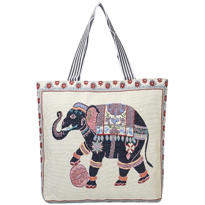 民族单肩包小清新亚麻面料帆布袋