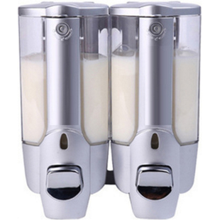 浴室皂液器给皂机带防盗锁壁挂式宾馆酒店银色沐浴露瓶洗发水盒子