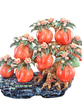 摆件陶瓷工艺苹果桃子多福多寿