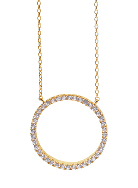 16k镶钻光环项链女圆圈小清新