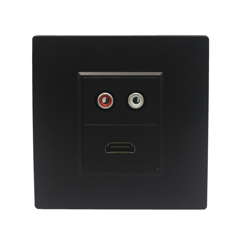 黑色双莲花头音频HDMI86型插座