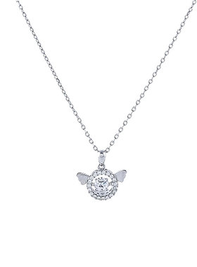 天使翅膀心锁骨S925吊坠学生项链