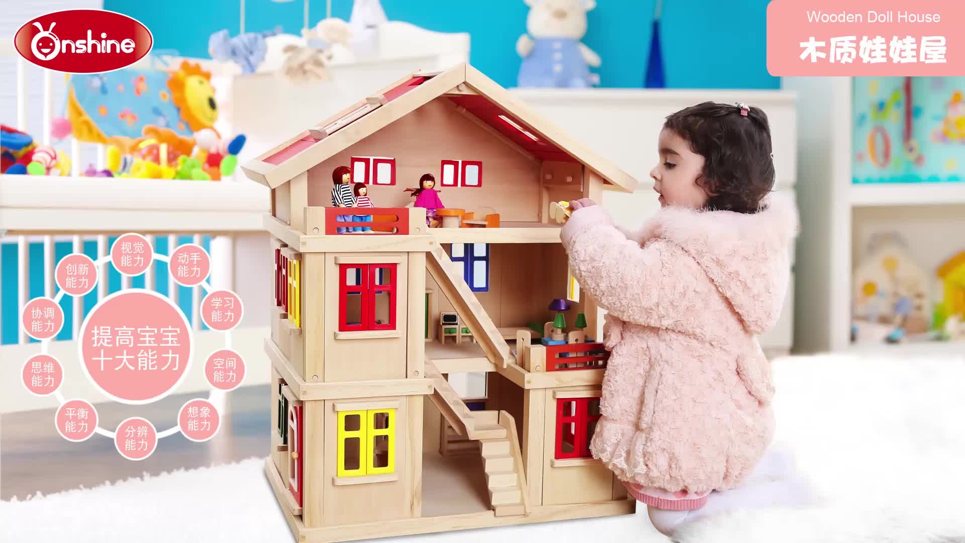 Casa de bonecas miniatura para crianças, casa grande Barbie, cama