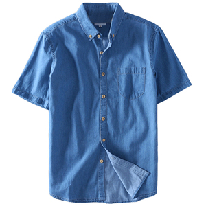 牛仔衣服男短袖衬衫夏季薄款宽松休闲上衣潮流百搭纯棉衬衣半袖潮