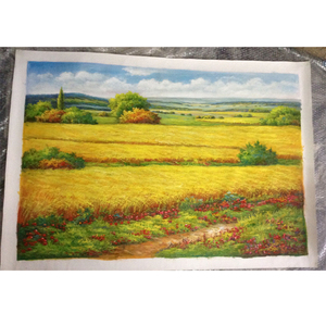 手绘现代简约田园风景油画丰收麦田挂画客厅装饰画玄关走廊包邮