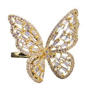 戒指女蝴蝶戒指夸张食指戒指可调奢华大气宴会表扬舞台生日礼物