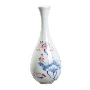 玉净瓶茶道插花器佛堂用品德化白瓷陶瓷小花瓶观音瓶供佛禅意花瓶