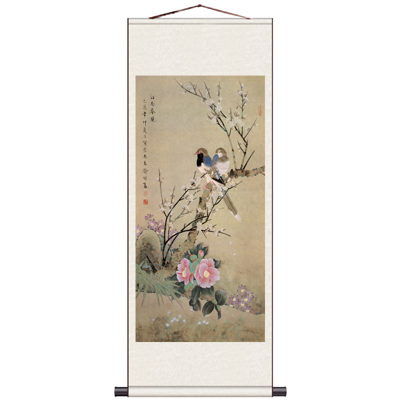 喜上眉梢丝绸酒店名家风花鸟画