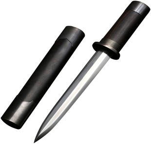 龙泉古羽宝剑刀剑 黑檀八面手工短剑 锻打花纹钢铜装小唐剑未开刃