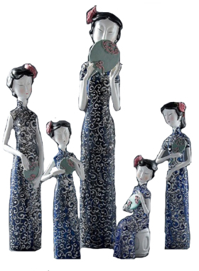 新中式风旗袍仕女人物树脂工艺品