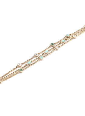 欧美风绿色镶嵌多层细手链