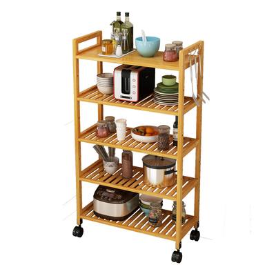 可移动卧室实木滑轮厨房置物架