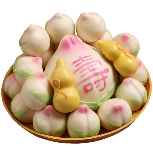 寿桃馒头生日老人山东胶东花饽饽馍馍糕点老人手工寿包祝寿礼盒