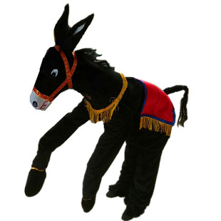 单人穿仿真耍毛驴马衣服装扭秧歌跑驴旱船道具毛驴舞红社火用品