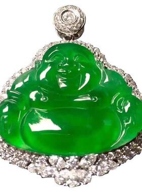 翡翠正阳绿玉佩高端送礼佛公吊坠