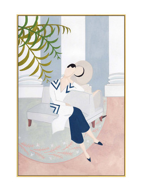 优艺抽象风少女字母小众装饰画