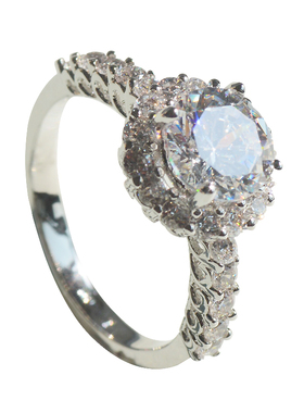 镀金钻戒六爪仿真戒指时尚