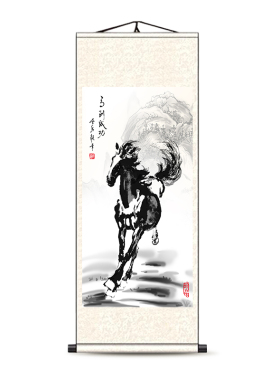 徐悲鸿真迹奔马图丝绸画客厅国画