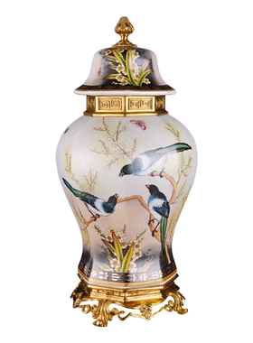 工艺陶瓷欧式风玄关高档将军罐