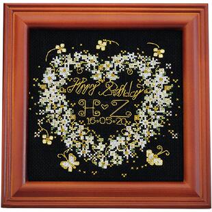 DMC十字绣法国手工简单情侣礼物 爱情纪念日 绿色的心珠绣版