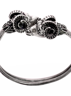 SOLD西洋VTG首饰 【潘神迷宫】权力象征US复古公羊头老银手镯孤品