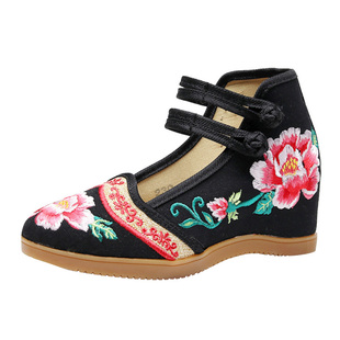 畲族壮族布鞋苗族鞋子少数民族风绣花鞋增高黑色羌族鞋广场舞蹈鞋