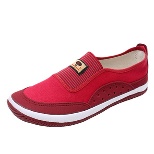 正品山东鲁泰布鞋女劳作鞋平底耐磨防滑一脚蹬软底浅口休闲布鞋