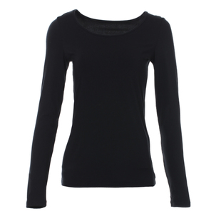 白色t恤女长袖不透纯白打底衫大领口紧身净版纯棉春秋款薄款内搭