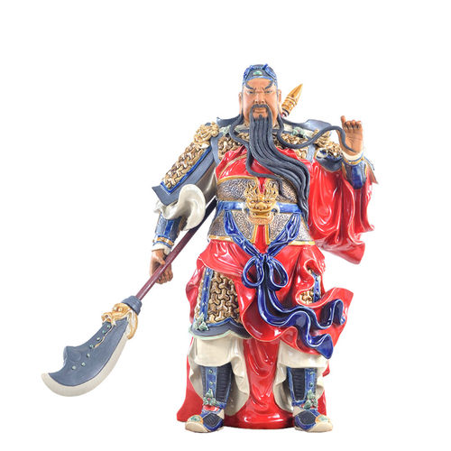 石湾陶瓷公仔大师工艺精品中式家居门客厅招财镇宅装饰关公小摆件